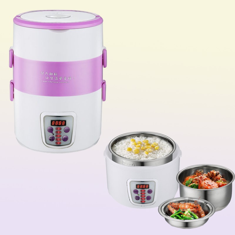 Multifunction electric Rice Cooker smart Appointment 3 Layers mini stainless steel heating cook lunch box Container Steamer 220V 24795992
