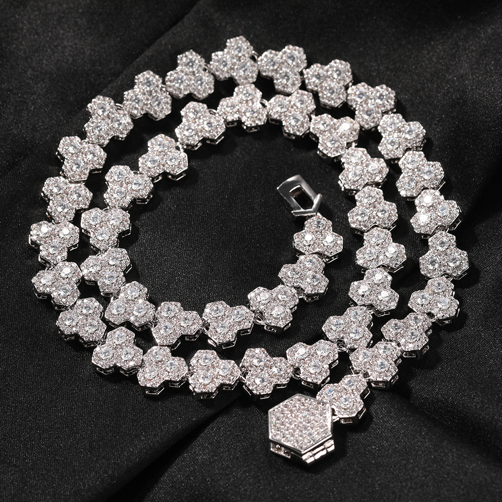 Men's 10mm Hip Hop Tennis Chain Necklace with Honeycomb Design - 18K Gold-Plated & 5A Grade Cubic Zirconia Stones