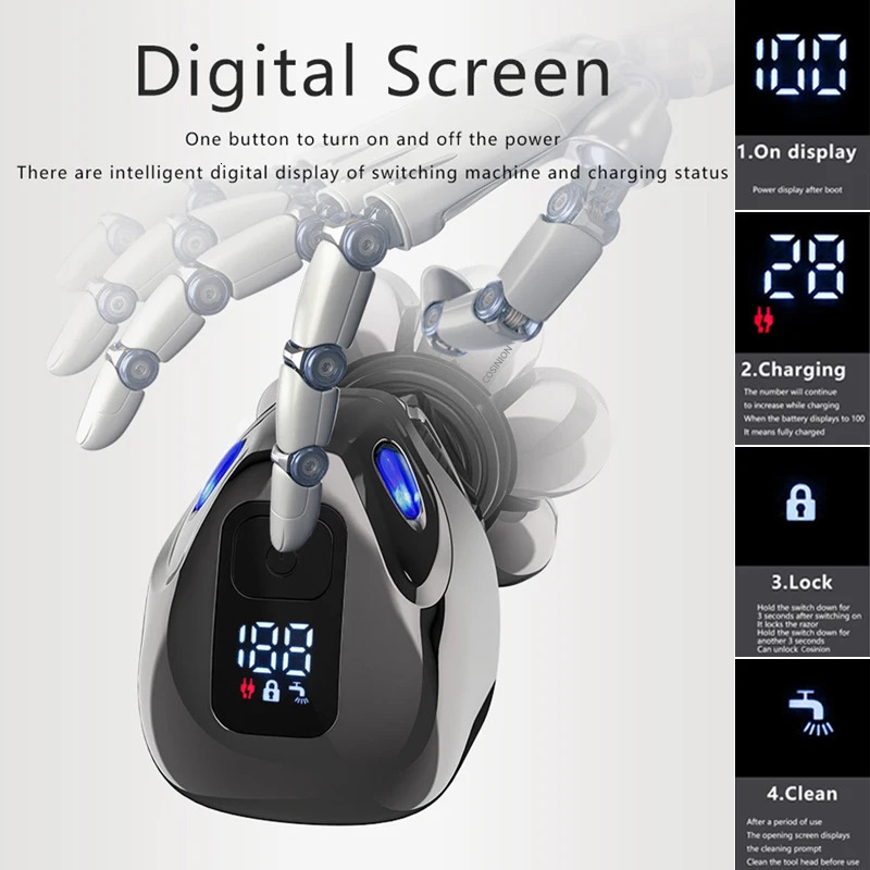 5 IN 1 4D Men's Rechargeable Bald Head Electric Shaver 7 Floating Cutter Beard Nose Ear Hair Trimmer Men Cleaning Brush 240110