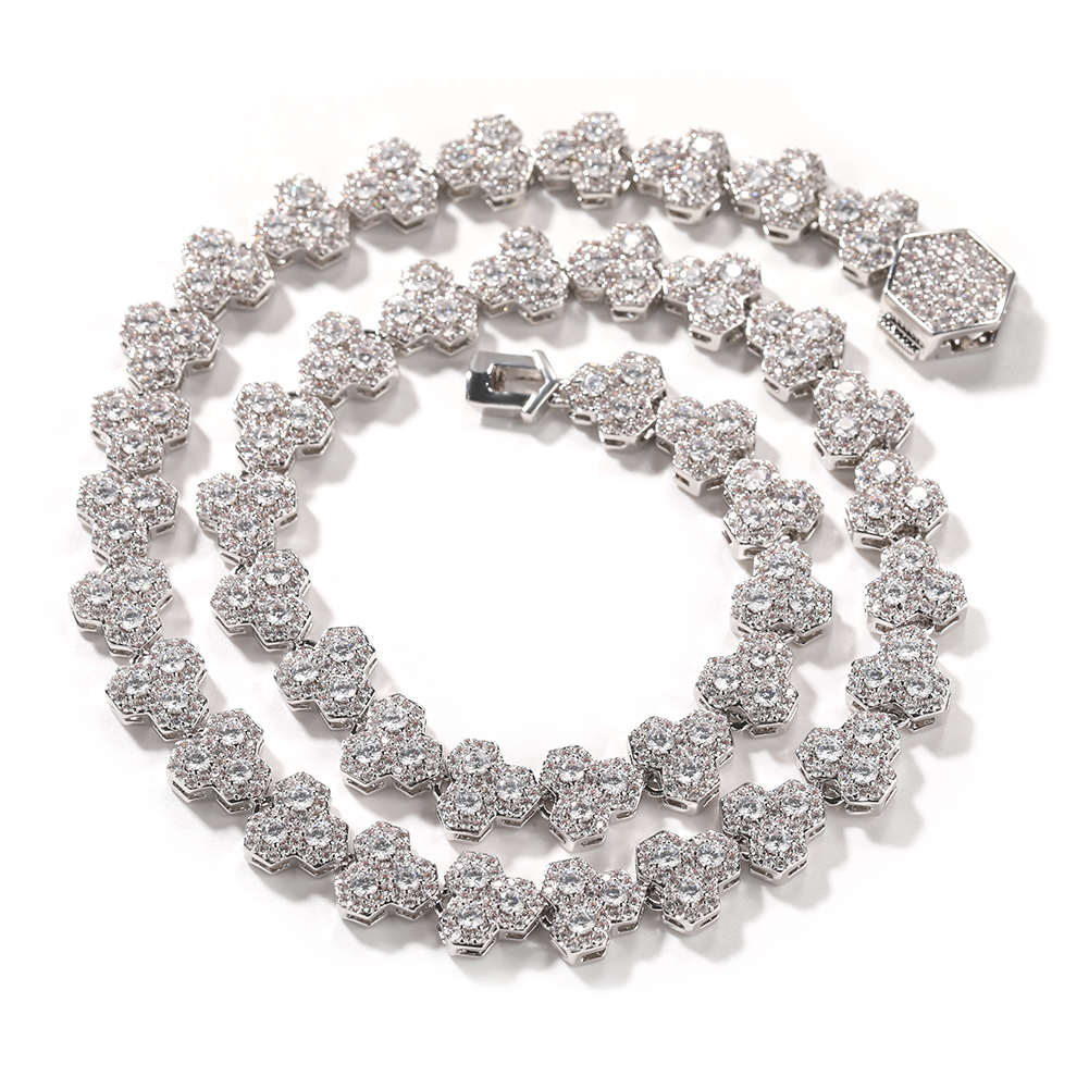 Men's 10mm Hip Hop Tennis Chain Necklace with Honeycomb Design - 18K Gold-Plated & 5A Grade Cubic Zirconia Stones