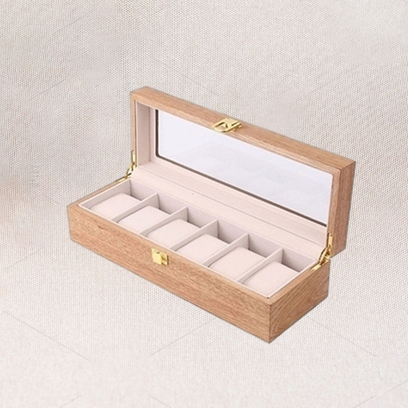Wooden Watch Box Case Organizer Display for Men Women 6 Slots Wood with Clear Glass Top Vintage Style 2204299351684