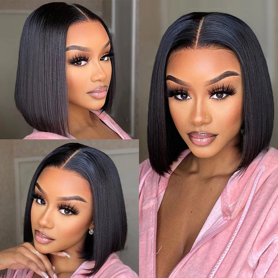 Luvkiss 13x6 250 Density Straight Short Bob Wigs 5x5 Glueless Wear To Go Wig Brazilian 13x4 HD Lace Front Human Hair 240110