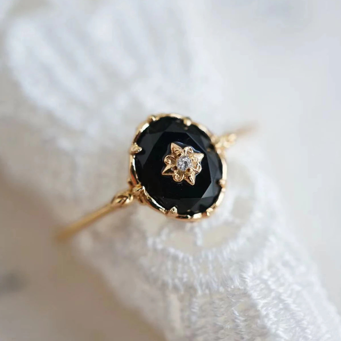 LAMOON Natural Black Agate Ring For Women Gemstone Ring 925 Sterling Silver Gold Vermeil Fine Jewelry Vintage Elegant Bijou 240109