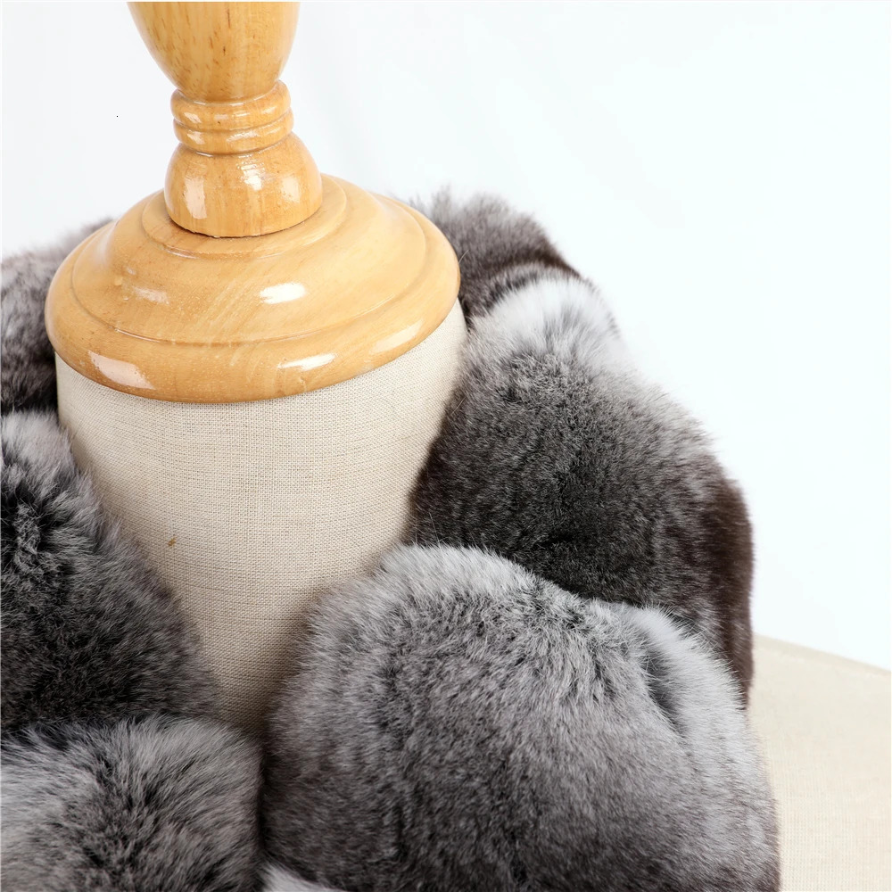 Unisex 100% Real Chinchilla Fur Scarf Scarves Lady Wraps Scarfs Natural Color Extrmely Soft Clips Neck Warmer Neckcheif 240110