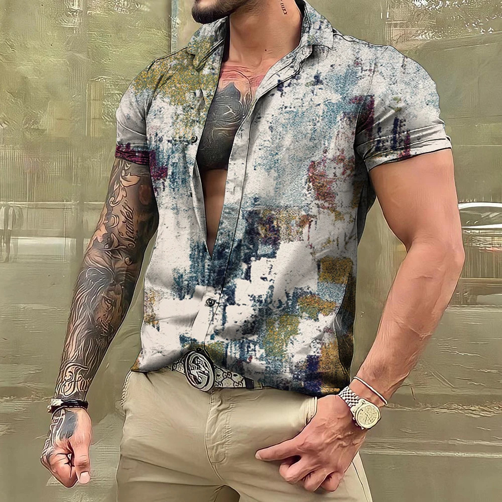 Hawaiian Shirt Vintage Oversized Men's Clothing Ethnic Style Printed Shirts Casual Streetwear Short Sleeve Tops Mens Loose Dazn 240109
