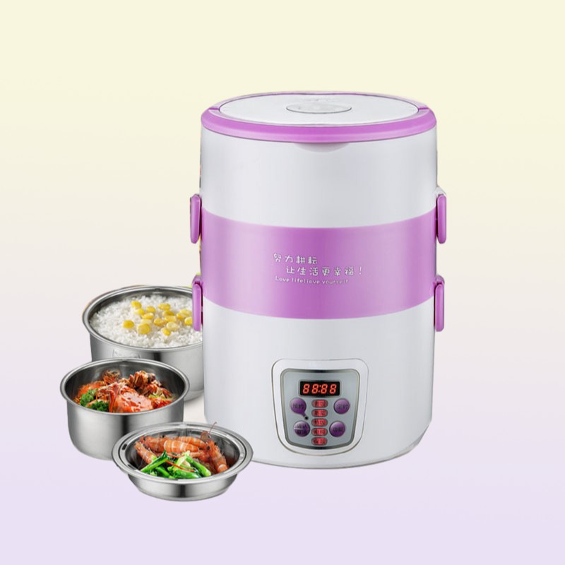 Multifunction electric Rice Cooker smart Appointment 3 Layers mini stainless steel heating cook lunch box Container Steamer 220V 24795992