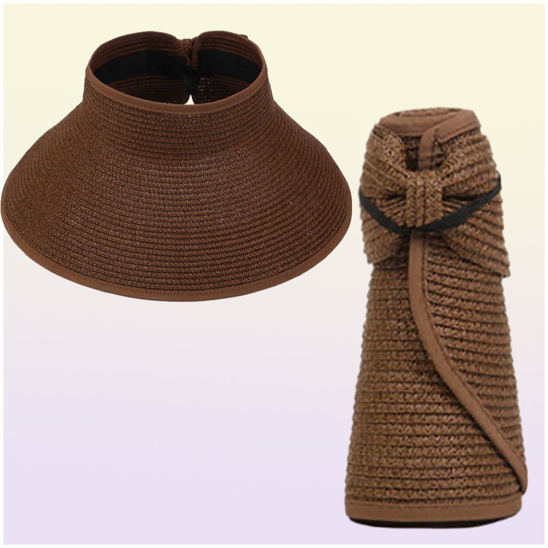 New Women Summer Visors Hat Foldable Sun Hat Wide Large Brim Beach Hats Straw Hat chapeau femme Beach UV Protection Caps