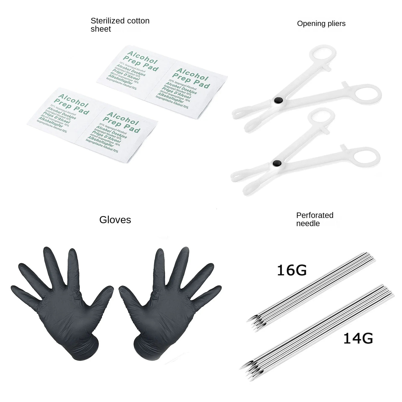 60 Pcs Body Piercings Jewelry Set Kit with Piercing Needles for Nose Septum Belly Button Lip Ear Tongue Cartilage Eyebrow 240109
