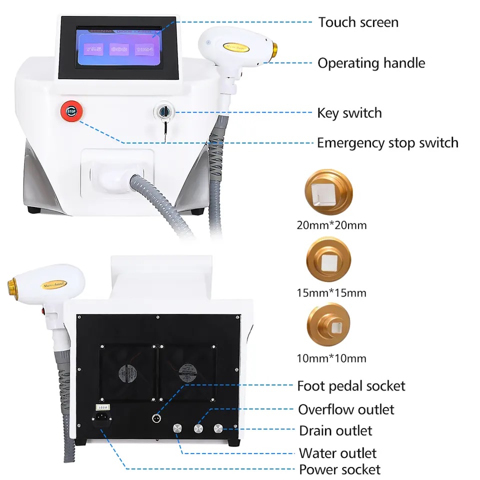 2024 Triple Wavelength Diode Laser Hair Removal Machine - ICE Cooling System with 755nm, 808nm, 1064nm for Professional Painless Epilation, Body & Fac