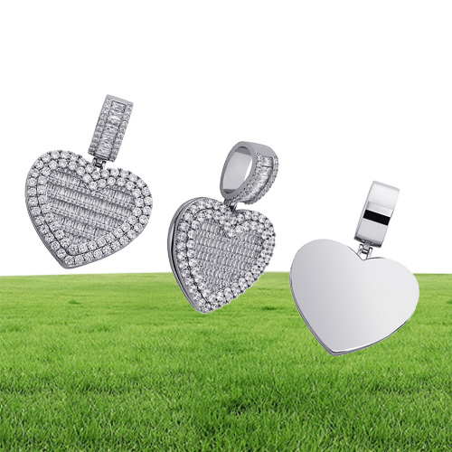 Designer Heart Necklace Mens Hip Hop Jewelry Iced Out Pendant Diamond Clamshell Po Frame Pendants Luxury Charms Bling Gold Silver