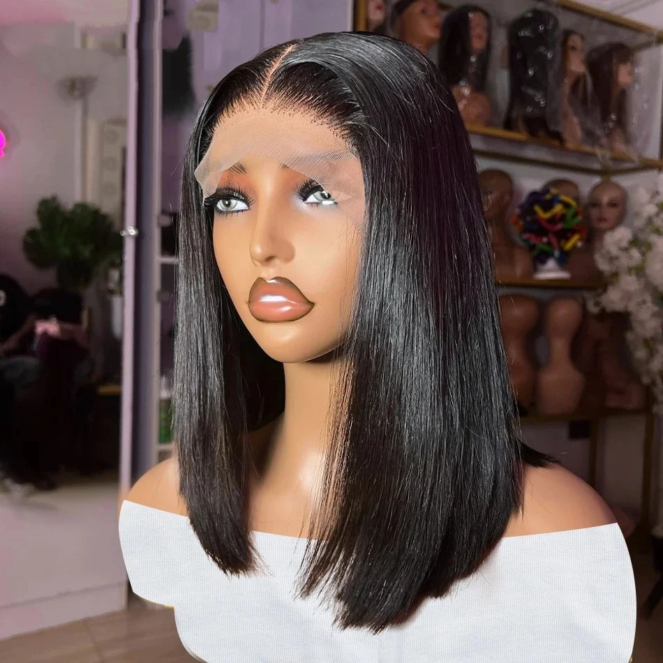 Luvkiss 13x6 250 Density Straight Short Bob Wigs 5x5 Glueless Wear To Go Wig Brazilian 13x4 HD Lace Front Human Hair 240110