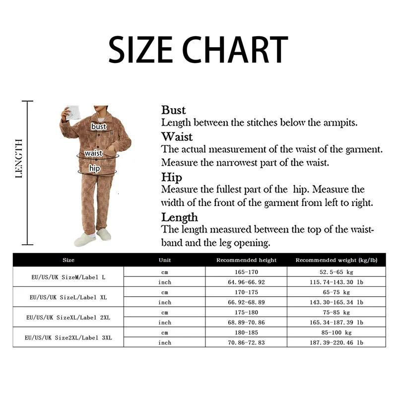 2 Piece Set Flannel Sleepwear Loose Long Sleeve Solid Homewear Home Clothes Sets 2023 Men'S Warm Pajama Autumn Winter Thic 240109Z