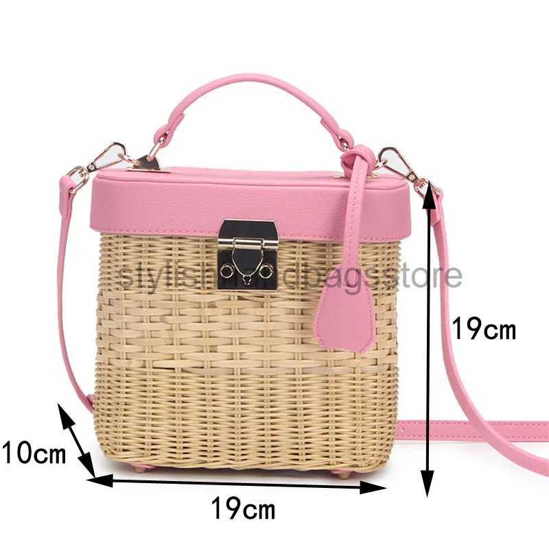 Shoulder Bags Ladies Leather Strap Single-shoulder Crossbody Bag Handmade Fashion Natural Woven Round Rattan Handbagsstylishhandbagsstore