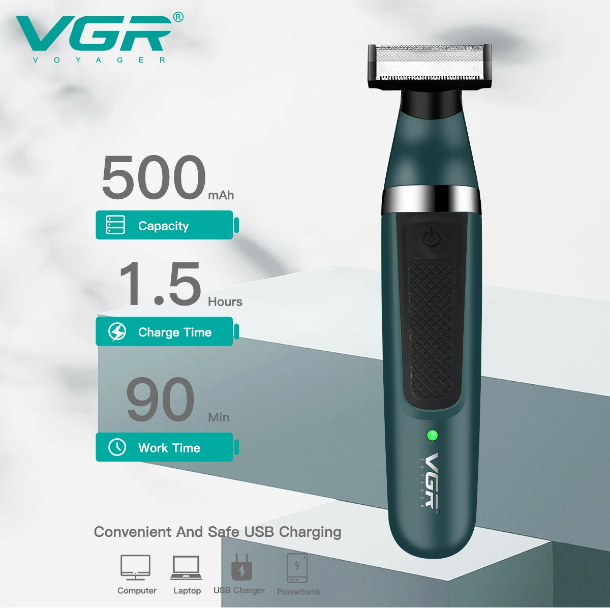 VGR Beard Shaver Professional Beard Razors Waterproof Hair Cutting Machine Dual-Sided Blades Shaving Machine for Men V-393 240110