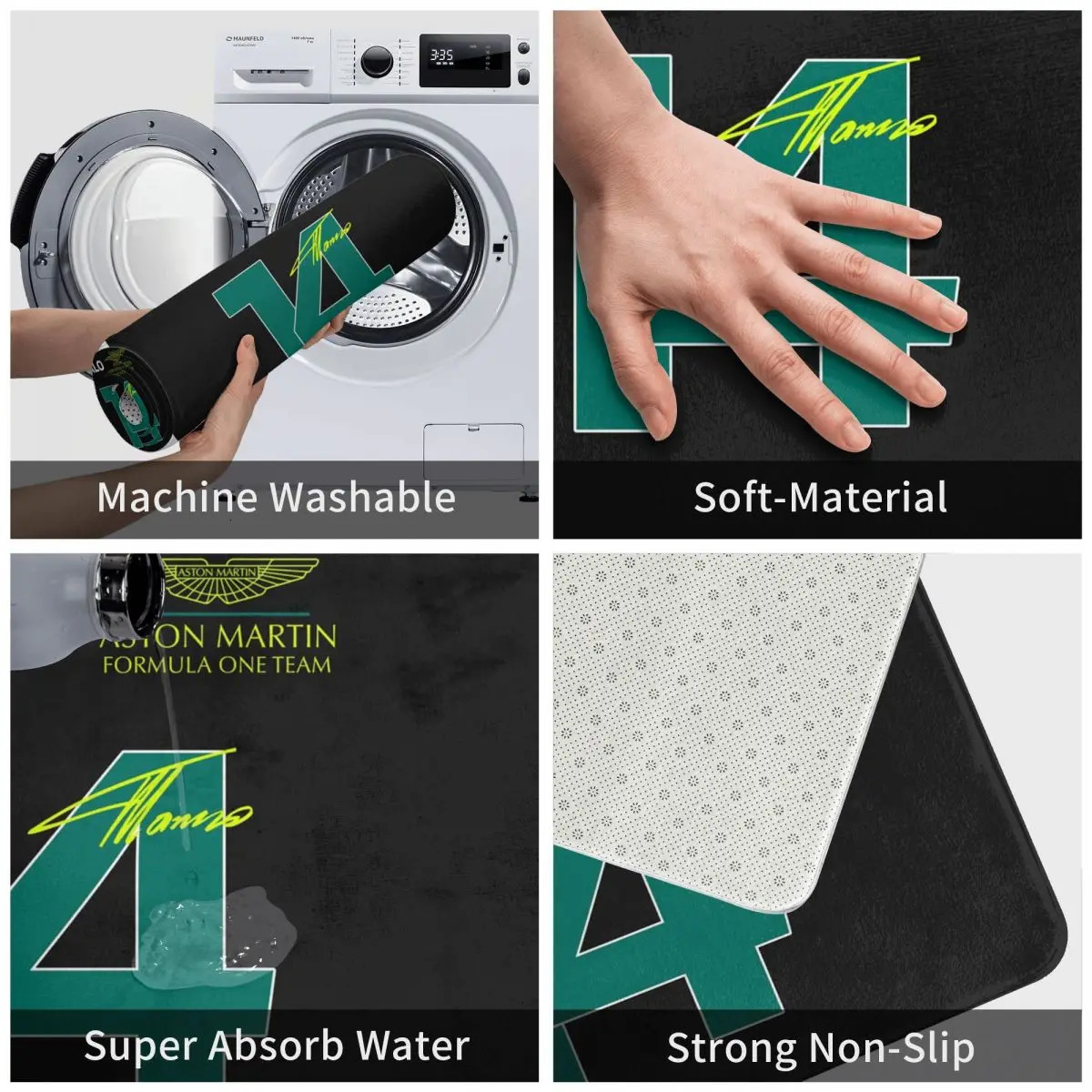 Fernando Alonso 14 Aston Martin Doormat Floor Mat Carpet Rug for Kitchen Entrance Home Bathroom Living room Footpad Mats 240109