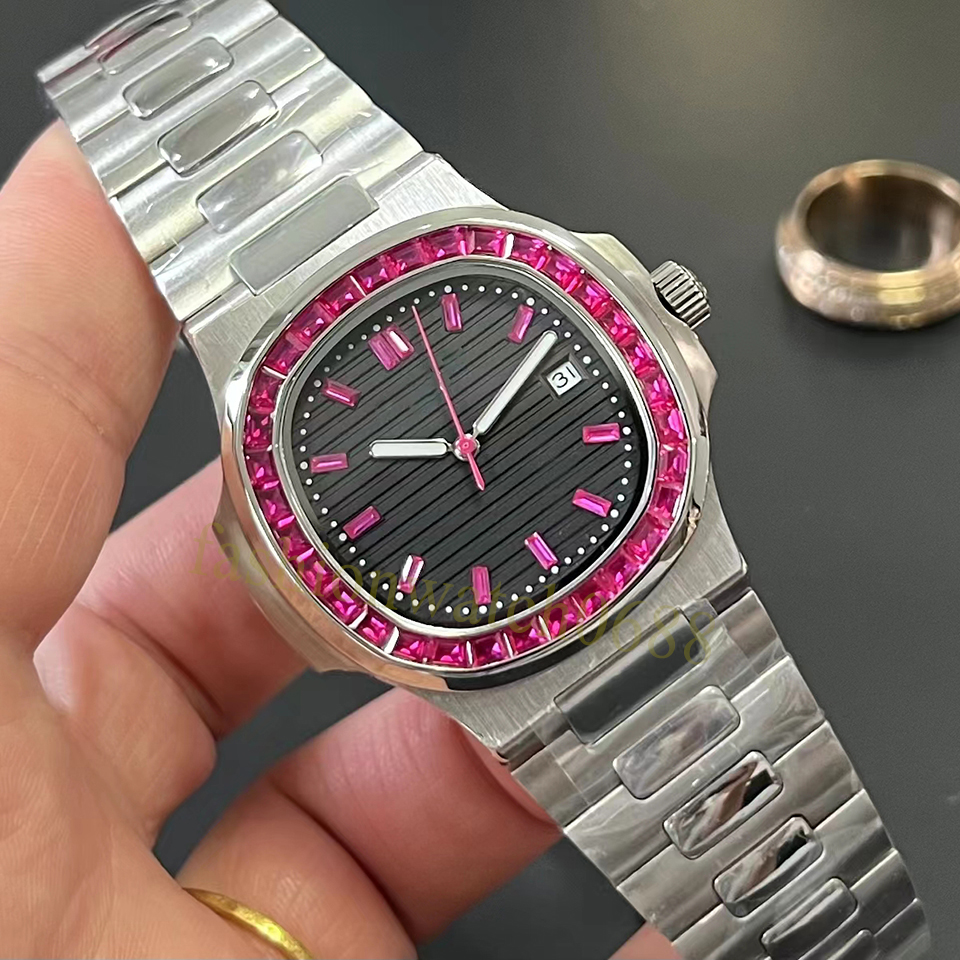 Mens sapphire glass Colored Diamond Designer High quality Watch Automatic Movement Watch Luxury 40mm dial all stainless steel strap Womens Montreux Luxury Watch