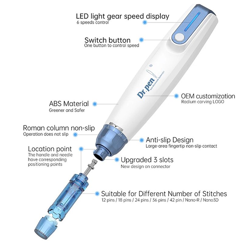 Ultima A9 Wireless Dr.pen Auto Microneedling System MTS Stamp Cartridges Roller System Facial Dermapen Skin Care Derma Dr Pen Meso Therapy Needles Bea
