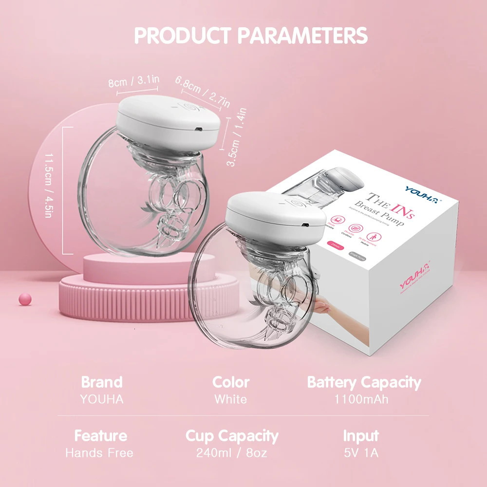 YOUHA Electric Hand Free Wearable Pumps Portable Comfort Milk Extractor Silent Puller Collector BPAfree 240109