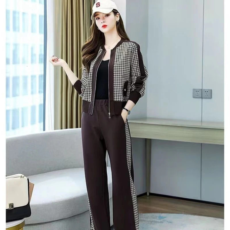 Spring and Autumn Korean Fashion Leisure Sports Suit Elegant Women's Two-piece Set with Western Temperament 240110