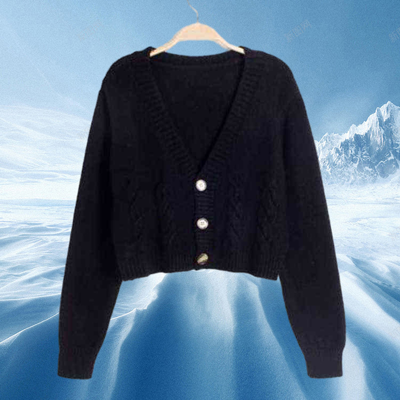 Autumn Winter Short High Waist Solid Sweater Women SingleBreasted Knitted V Small Sweater Women Coat New Top Femme 174 J2207302052902