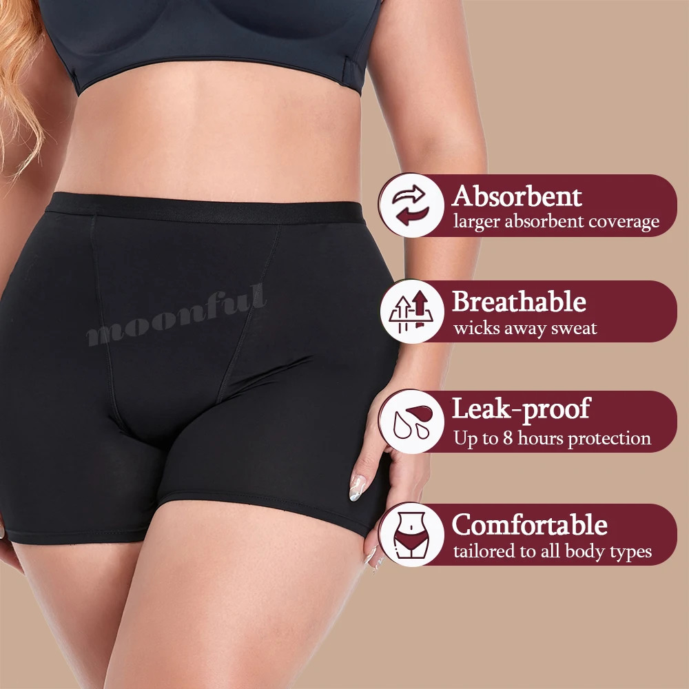 Menstrual Panties Woman Very Abundant Flow Menstrual Boxer Girl High Waist Period Boyshort Panties Cotton Menstruation Underwear 240110