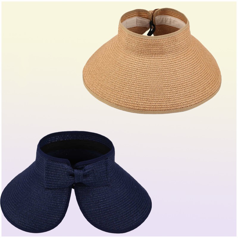 New Women Summer Visors Hat Foldable Sun Hat Wide Large Brim Beach Hats Straw Hat chapeau femme Beach UV Protection Caps