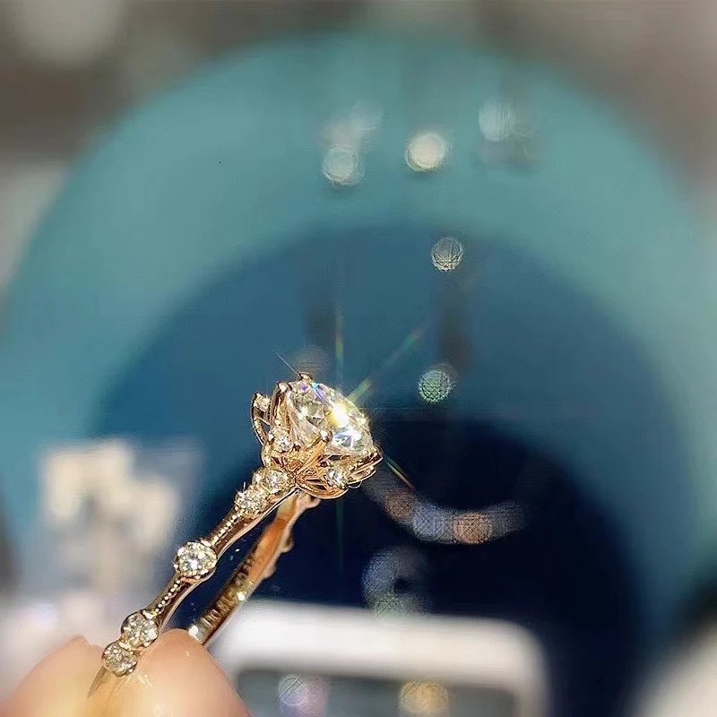 crackling gemstone ring for women jewelry engagement ring for wedding real 925 silver rose gold plated birthday gift 240109