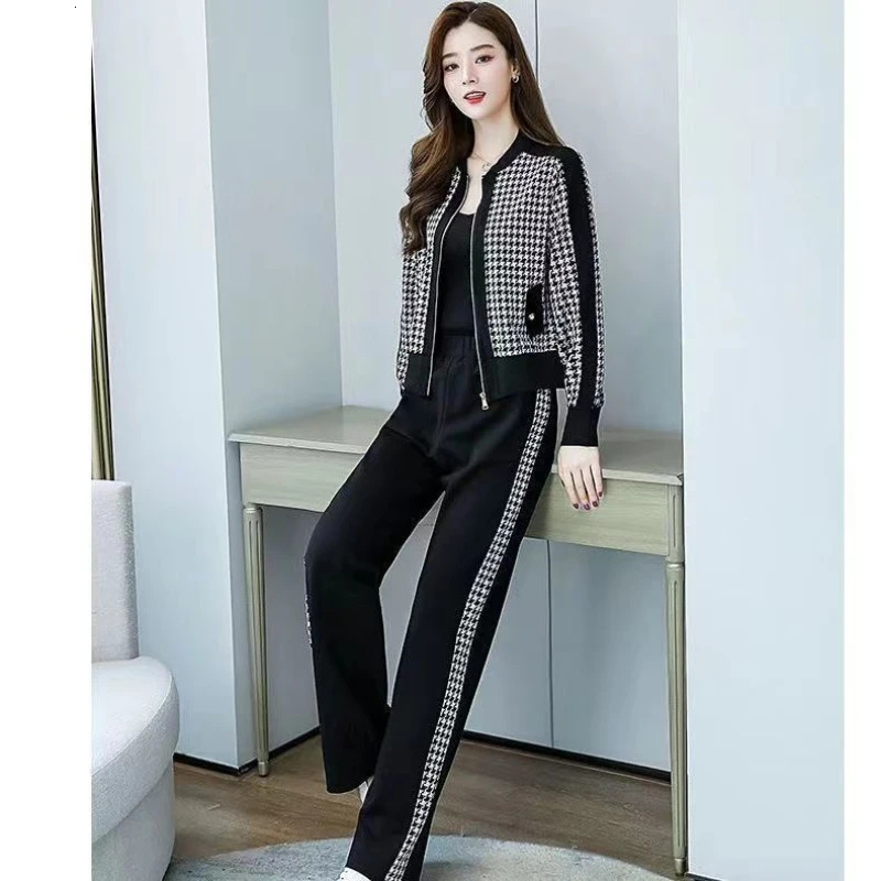 Spring and Autumn Korean Fashion Leisure Sports Suit Elegant Women's Two-piece Set with Western Temperament 240110