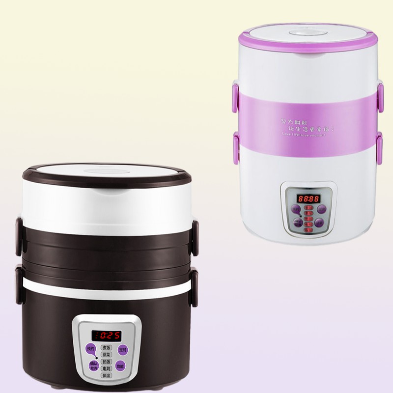 Multifunction electric Rice Cooker smart Appointment 3 Layers mini stainless steel heating cook lunch box Container Steamer 220V 24795992