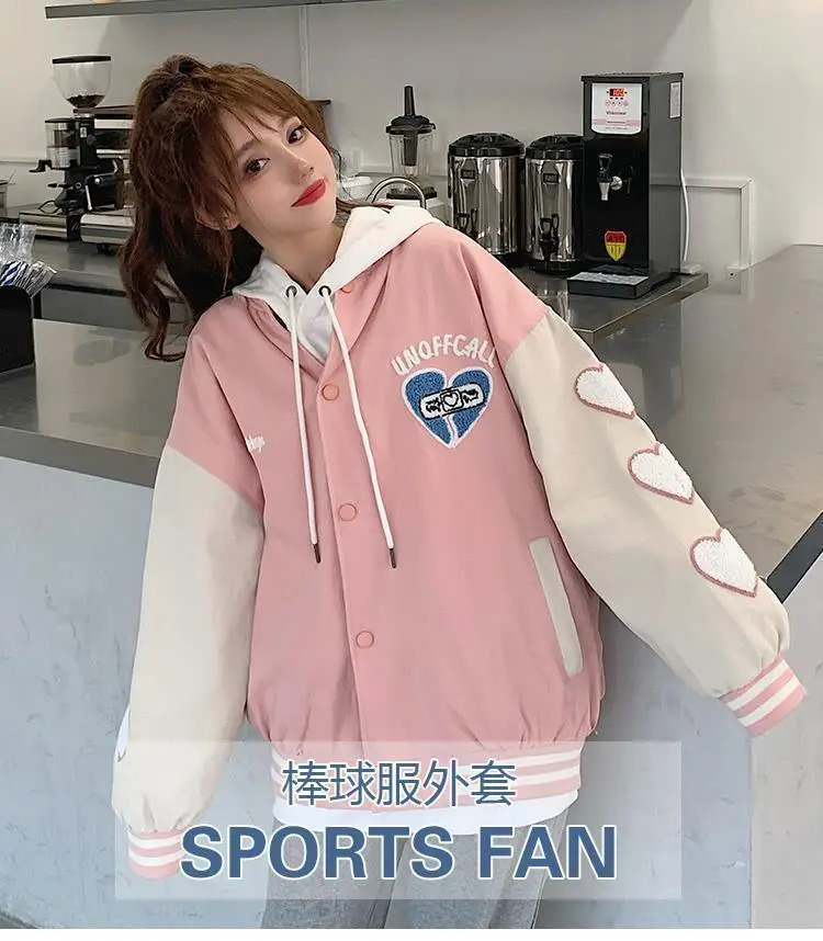 Autumn Winter Fashion Bomber Jackets for Women Streetwear Baseball Uniform Oversized Coat and Coats Loose Student 240110