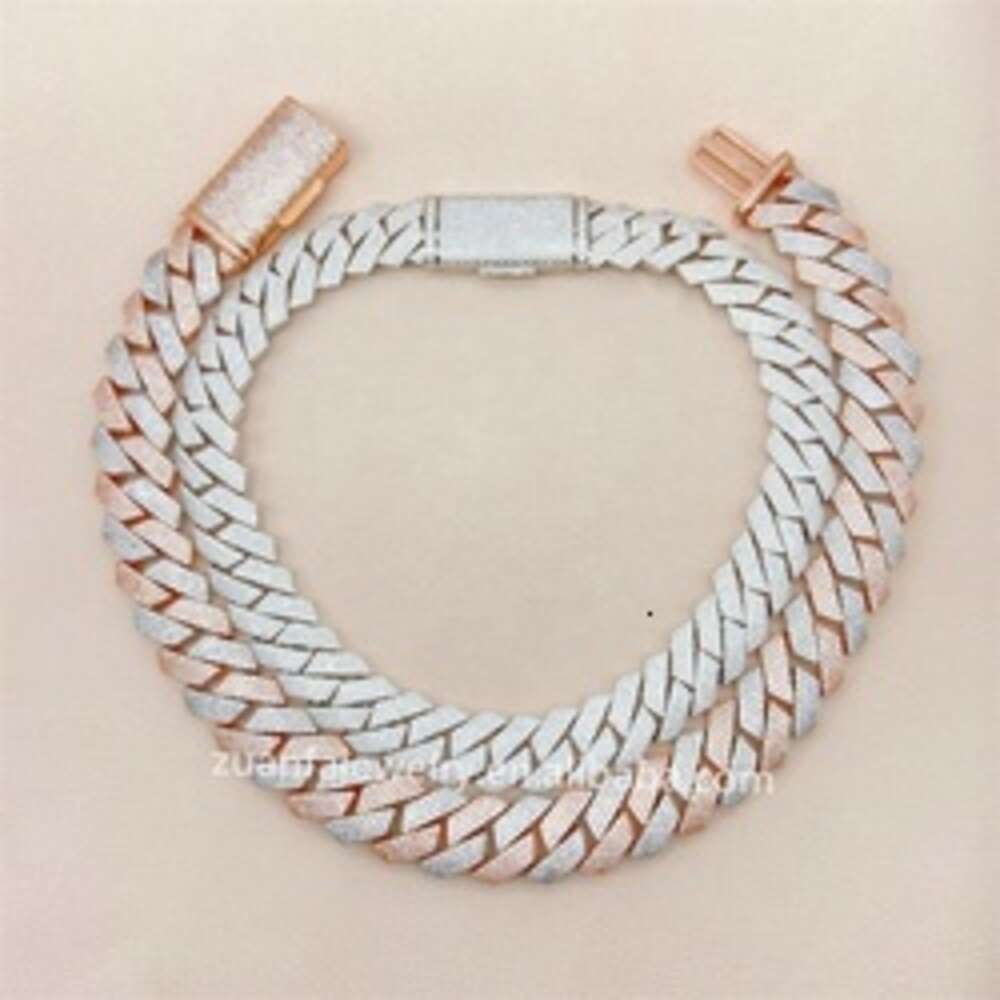 20mm 22inch White and Yellow Gold Two Tone Color Big Iced Out Moissanite Miami Hip Hop Jewelry Cuban Link Chain