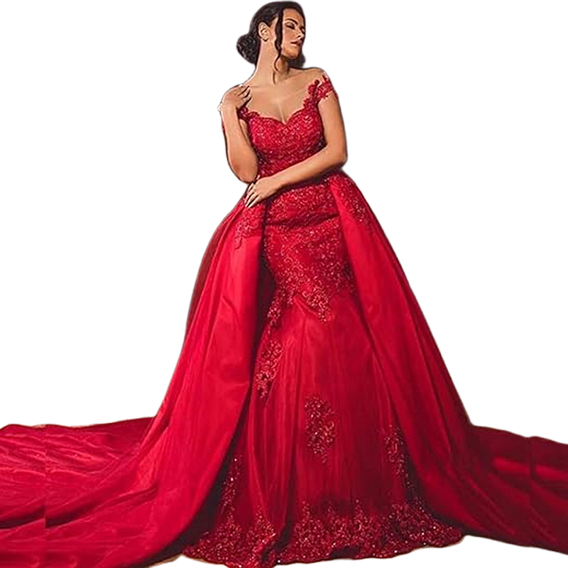 Charming Bury Mermaid Evening Dresses with Detachable Train Lace Appliques Sleeveless Long Formal Ocn Gown Back Lace-up Corset Elegant Slim Prom Dress
