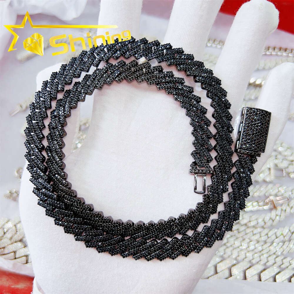 Best Price Hip Hop Necklace S925 Sterling Silver with Vvs Black Moissanite Diamond Iced Out Cuban Chain