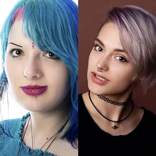 60 Pcs Body Piercings Jewelry Set Kit with Piercing Needles for Nose Septum Belly Button Lip Ear Tongue Cartilage Eyebrow 240109