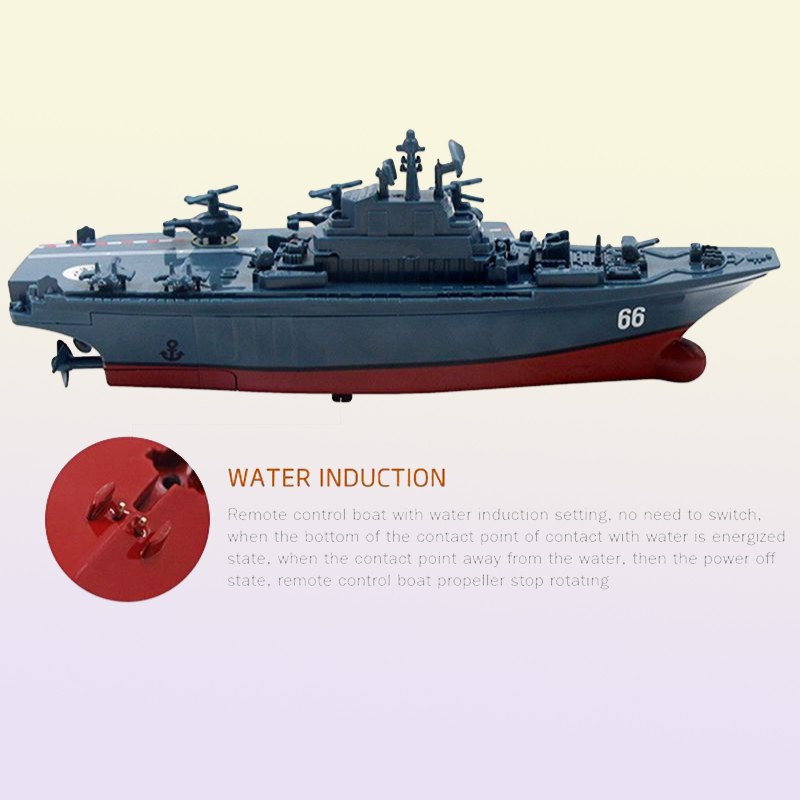 RC Boat 24GHz Remote Control Ship Warship Battleship Cruiser High Speed Boat RC Racing Toy Dark Blue