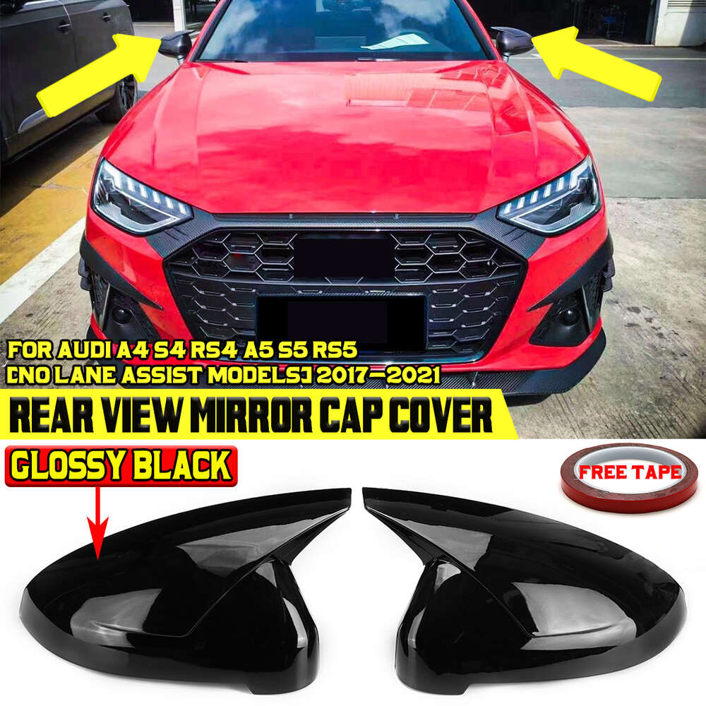 New ABT Style Side Mirror Cover For Audi A4 A5 S4 S5 B9 2017-2021 Rear View Mirror Cover Side Wing Protection Frame Cover Trim