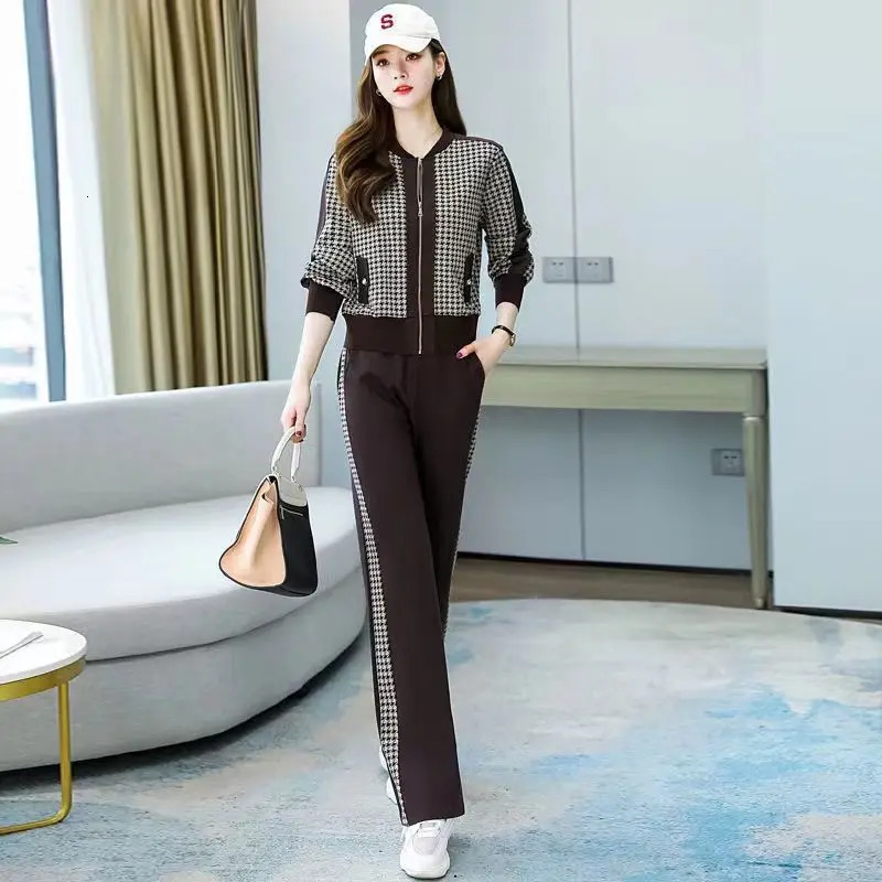 Spring and Autumn Korean Fashion Leisure Sports Suit Elegant Women's Two-piece Set with Western Temperament 240110