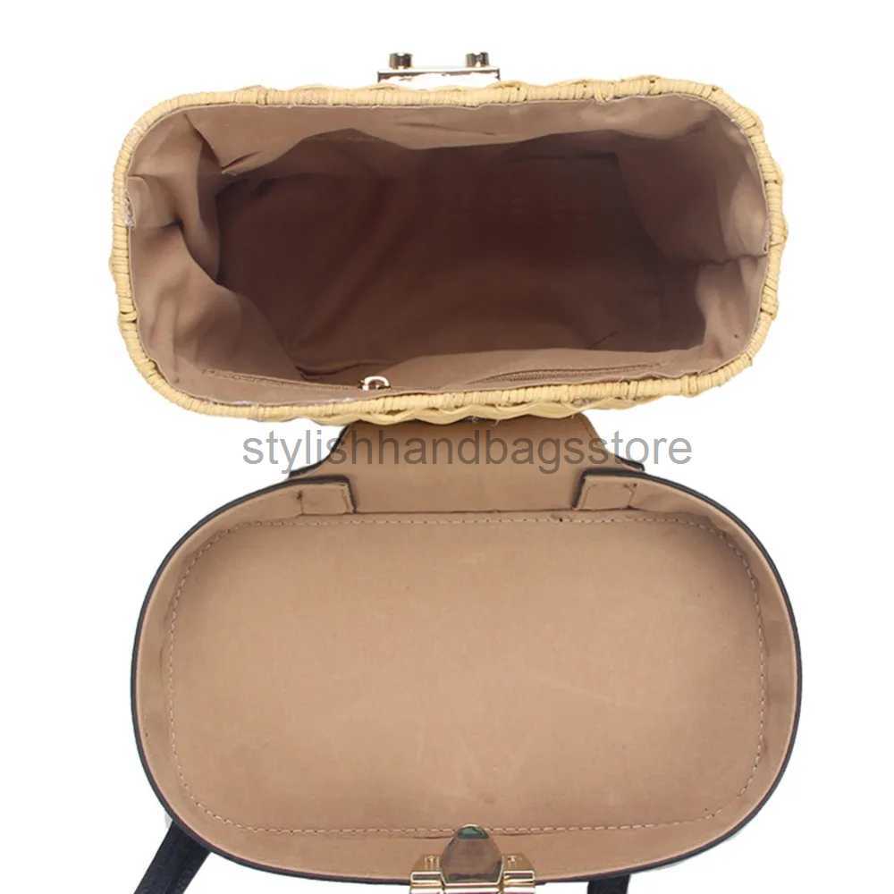 Shoulder Bags Ladies Leather Strap Single-shoulder Crossbody Bag Handmade Fashion Natural Woven Round Rattan Handbagsstylishhandbagsstore