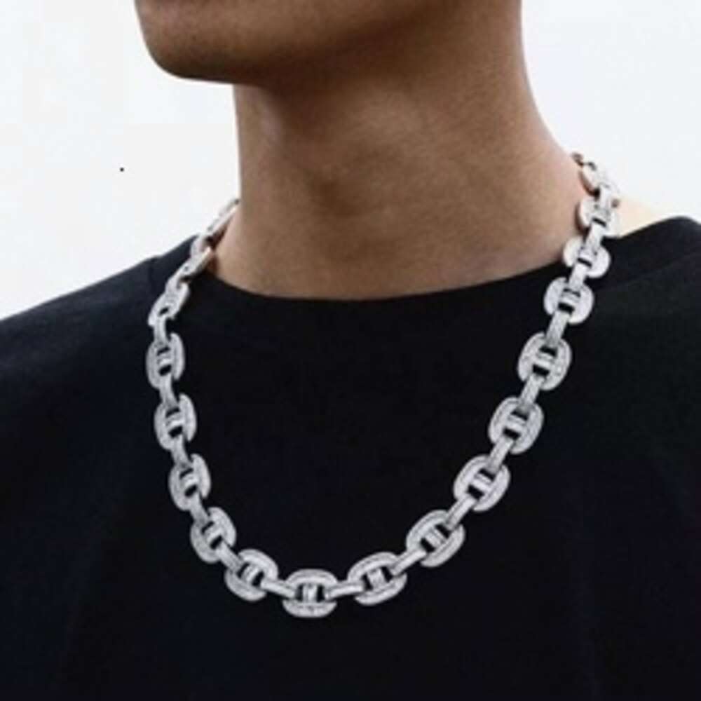 Custom Made New Design Luxury Style Jewelry 925 Sterling Silver Vvs Baguette Moissanite Diamond Men Mariner Link Chain Necklace