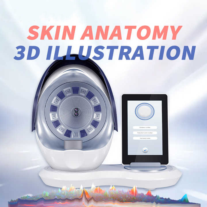 AI System 10 Spectrum Skin Facial Scanning Health Analysis Machine RGB+UV+PL Lights 3D Illustration of Acne Spot Wrinkle Pigment HD Camera