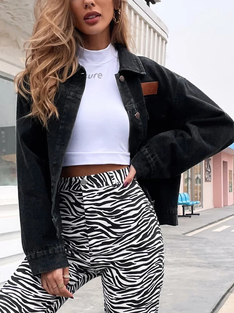 Benuynffy Turndown Collar Loose Denim Jacket Women Spring And Autumn Single Breasted Female Outwear Casual Jean Coats Jackets 2109