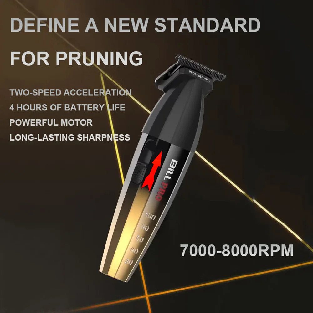 BiLL PRO BL800 Professional Barber 8000RPM Motor Electric Hair Trimmer Oil Head Gradient Hair Finish Machine Cutting Tools 240110