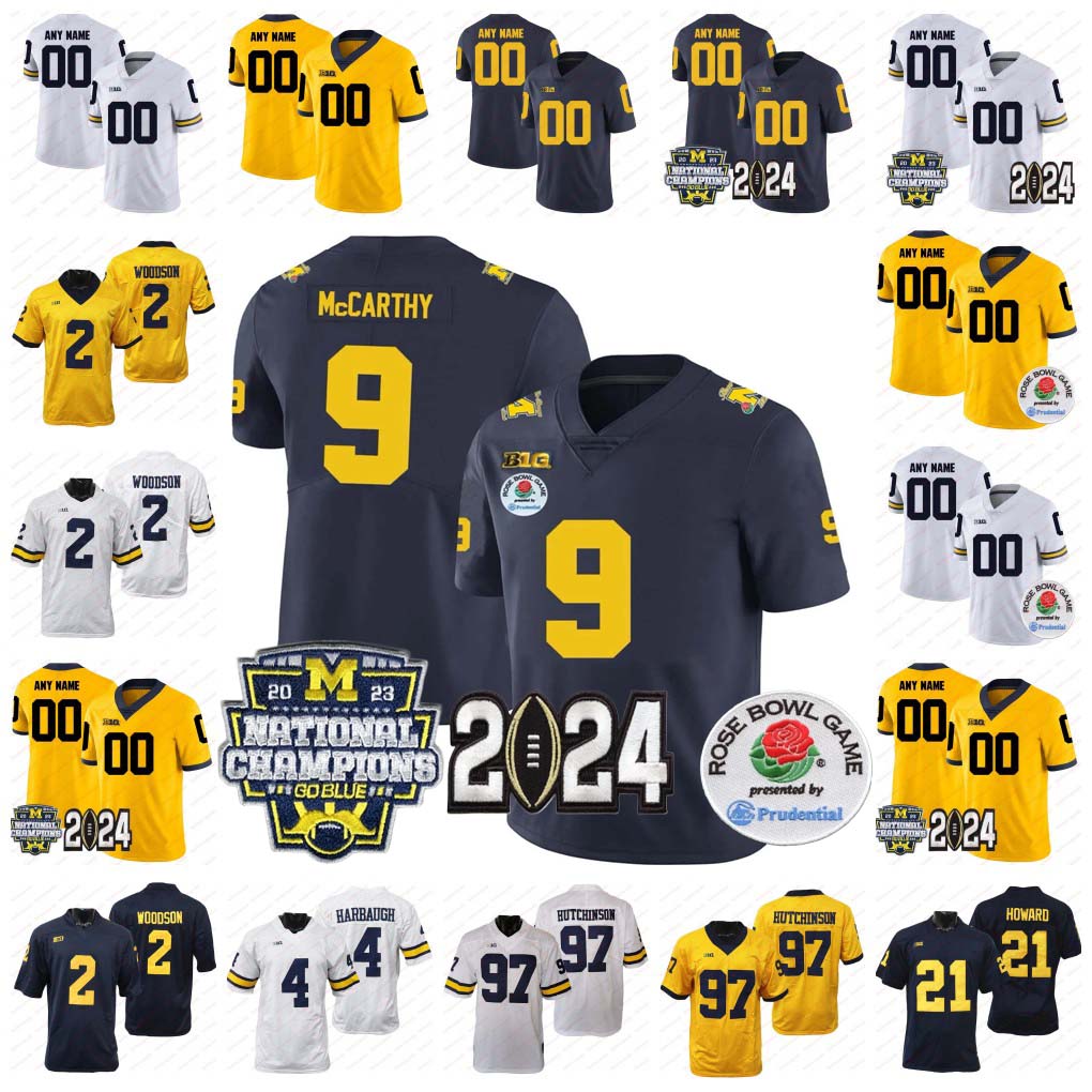 Custom Michigan Football Jersey Donovan Edwards Blake Corum J.J. McCarthy Darrius Clemons Roman Wilson Alex Orji Mike Sainristil Charles Woodson Tom Brady Any Name