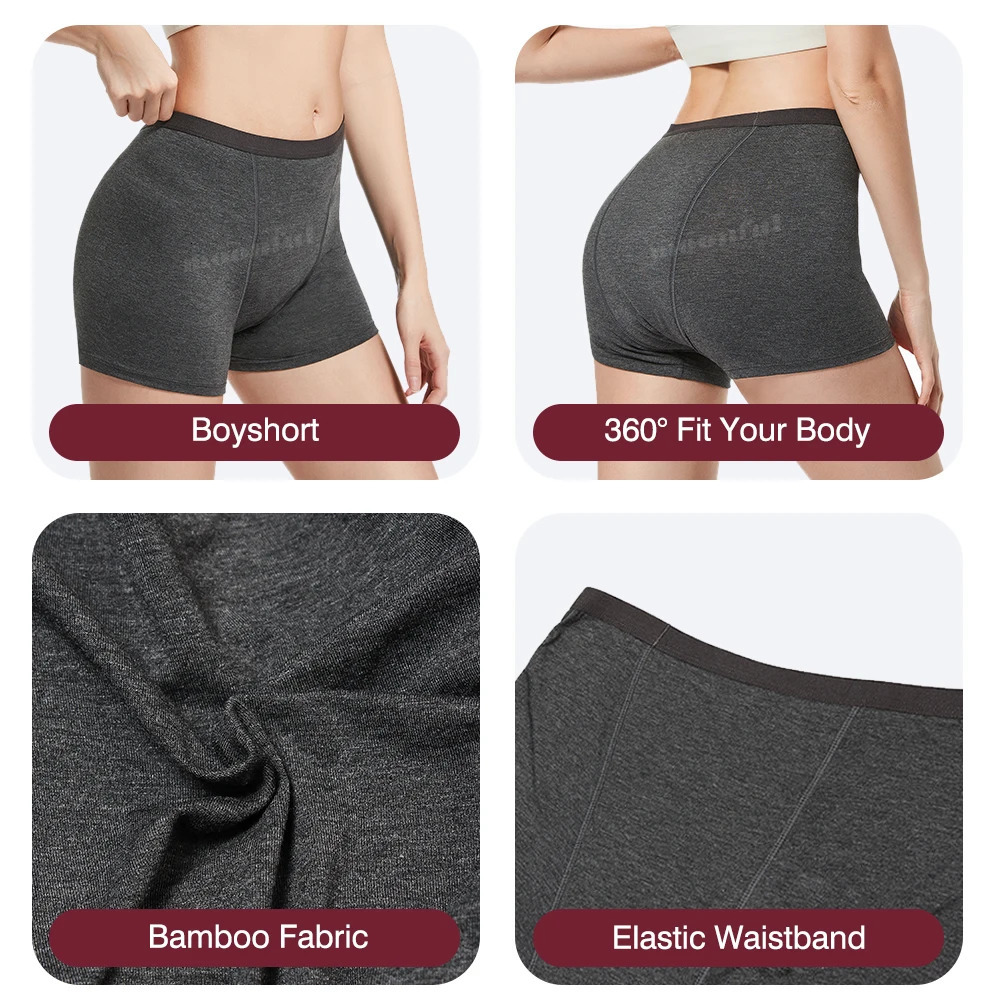 Menstrual Panties Woman Very Abundant Flow Menstrual Boxer Girl High Waist Period Boyshort Panties Cotton Menstruation Underwear 240110