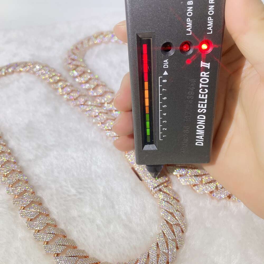 15mm 18mm Width 4row Moissanite Diamond 925 Silver Iced Out Cuban Link Chain Iced Out Initial Necklace Cuban Link Chain