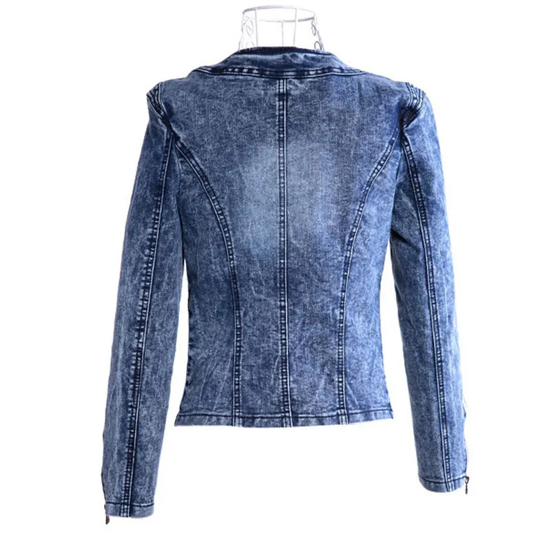 Spring Fashion Women Denim Jacket Slim Zipper Casual Short Sequins Outerwear Ladies Vintage Biker Crystal Chaqueta Mujer A237 240109