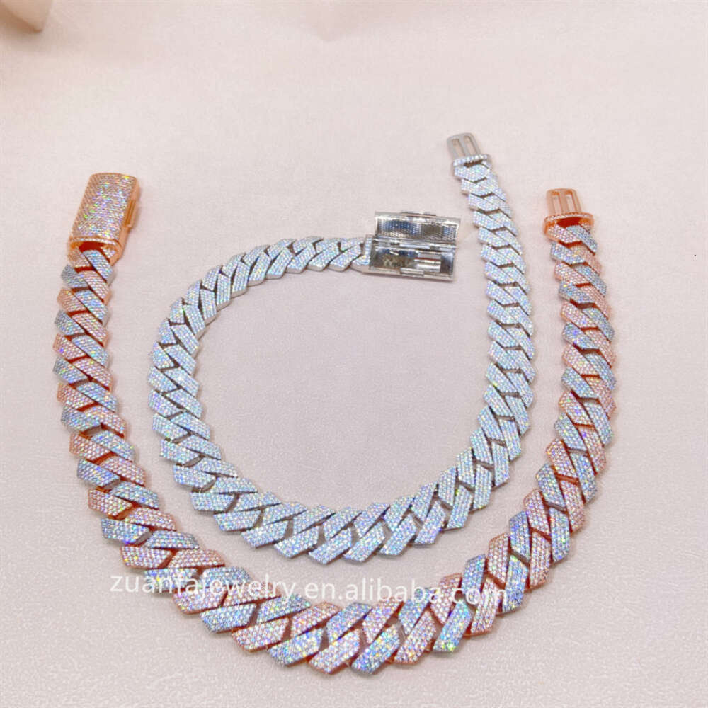 20mm 22inch White and Yellow Gold Two Tone Color Big Iced Out Moissanite Miami Hip Hop Jewelry Cuban Link Chain