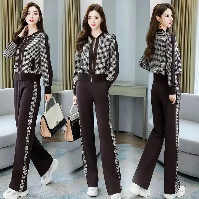 Spring and Autumn Korean Fashion Leisure Sports Suit Elegant Women's Two-piece Set with Western Temperament 240110