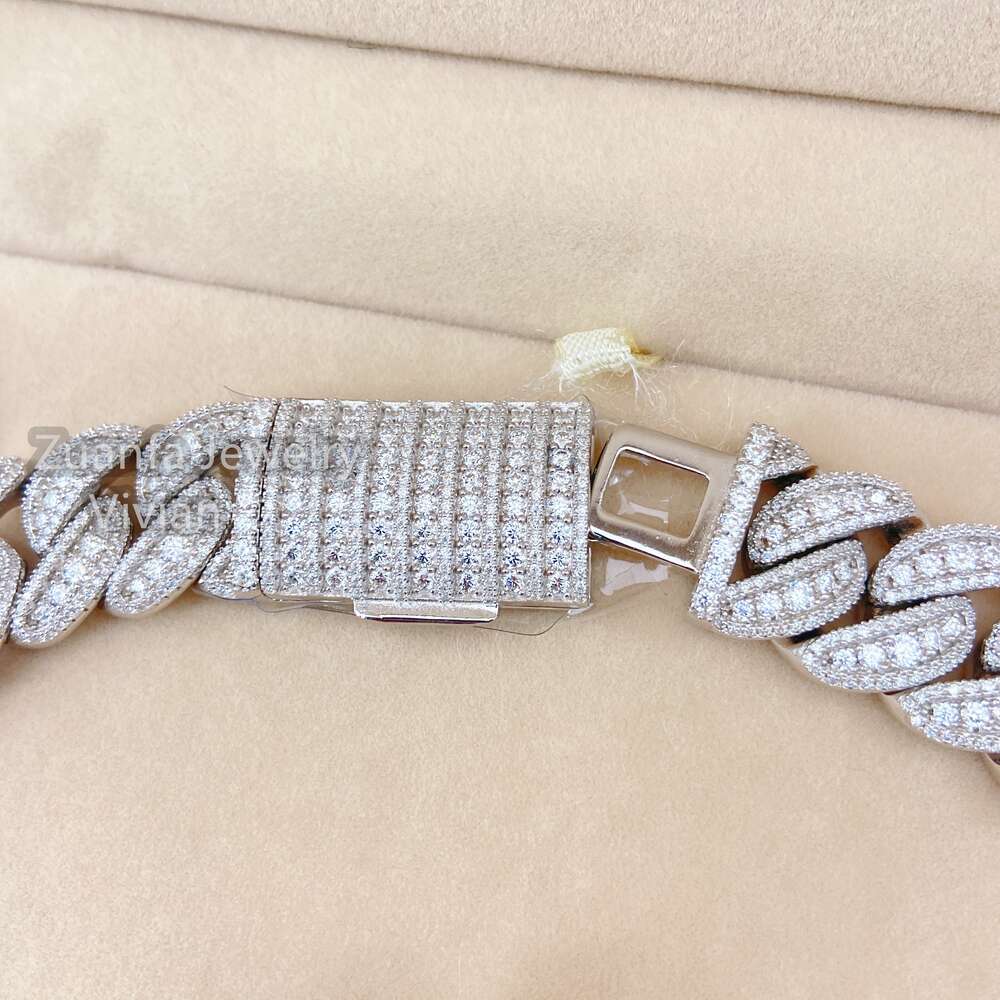 Hip Hop Bling Jewelry Iced Out Moissanite Sterling Silver Cuban Link Chain Custom Name Letter Pendant Necklace