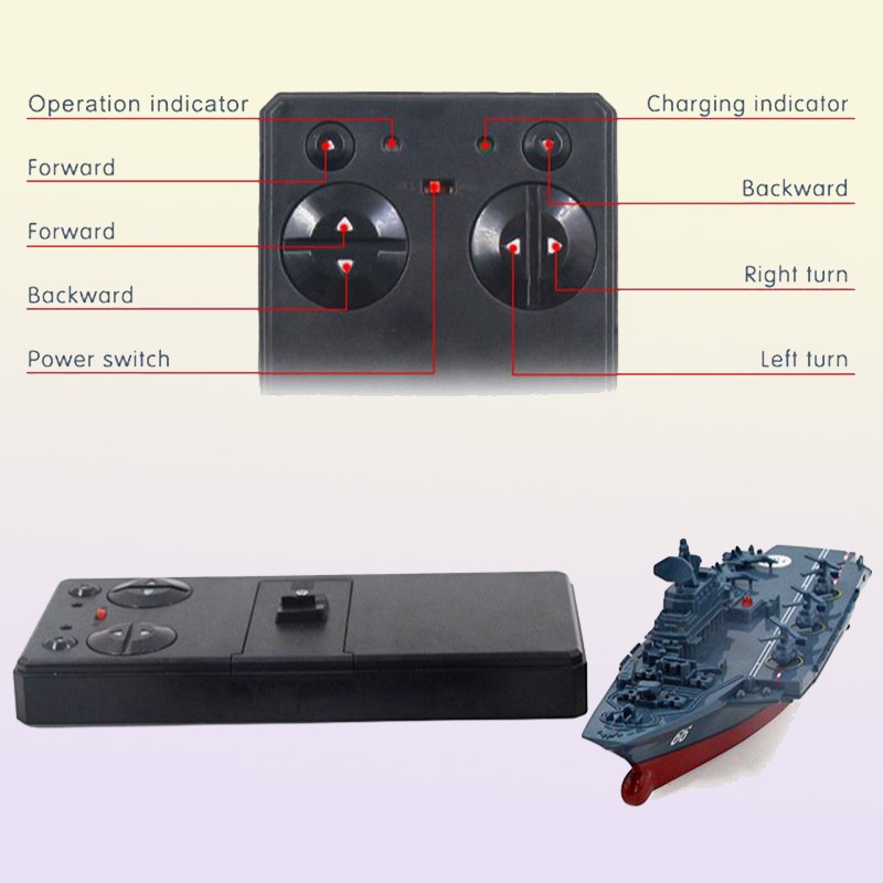 RC Boat 24GHz Remote Control Ship Warship Battleship Cruiser High Speed Boat RC Racing Toy Dark Blue